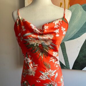 Orange Floral Slip Dress 🧡